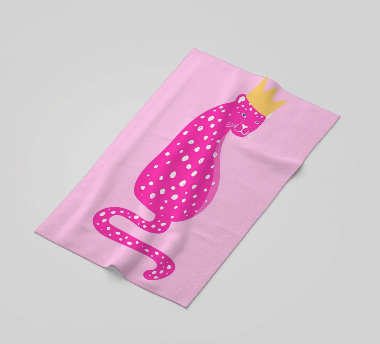 Leopardo rosa regale - Stampa pop art Corona d'oro telo mare da homdeco