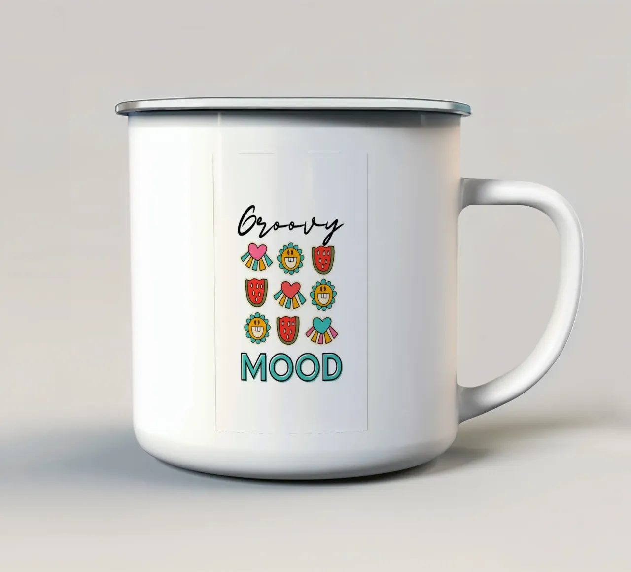 Groovy Mood - Retro Summer Pop Art Print mug en émail de homdeco