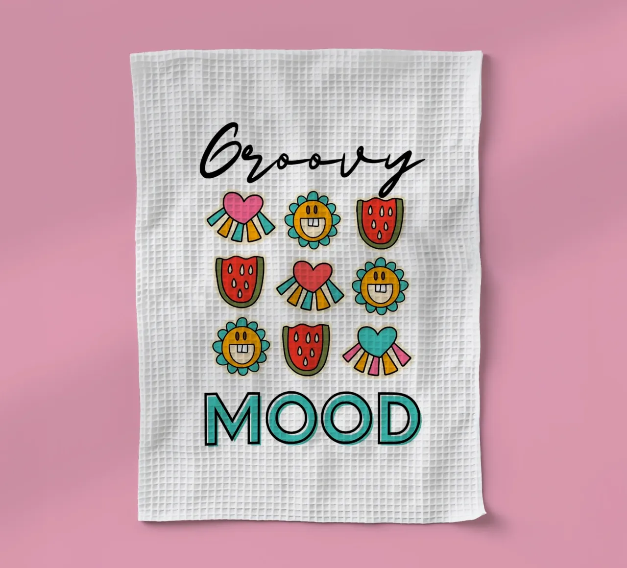 Groovy Mood - Retro Summer Pop Art Print torchon de homdeco