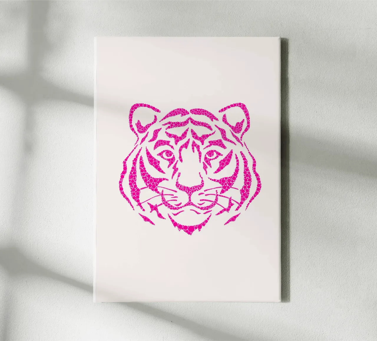 Gepixeleerd tijgerkopje - Hot Pink Moderne Kunstdruk canvas met Baklijst van homdeco