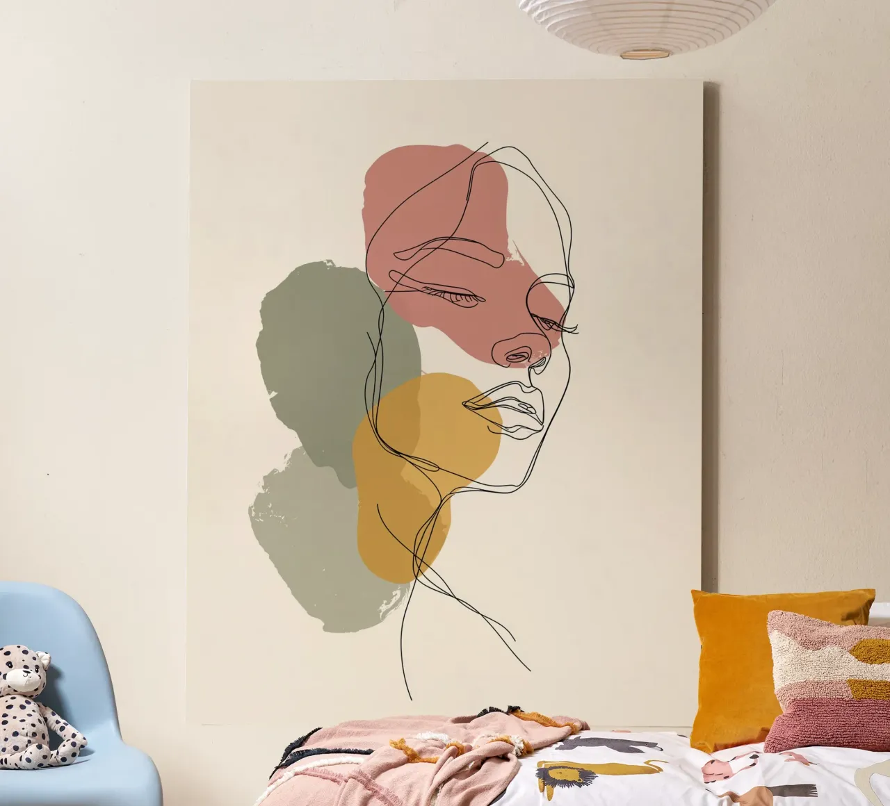 Vrouwelijk lijn kunstwerk | Gracieus abstract creatief kunstwerk canvas met Baklijst van Kaji