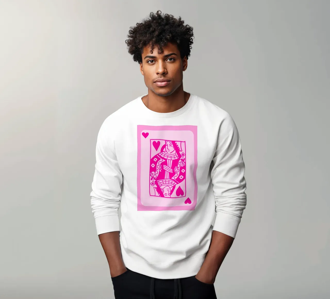 Fuchsia Hartenkoningin - Pop Art Kaart Print sweatshirt van homdeco