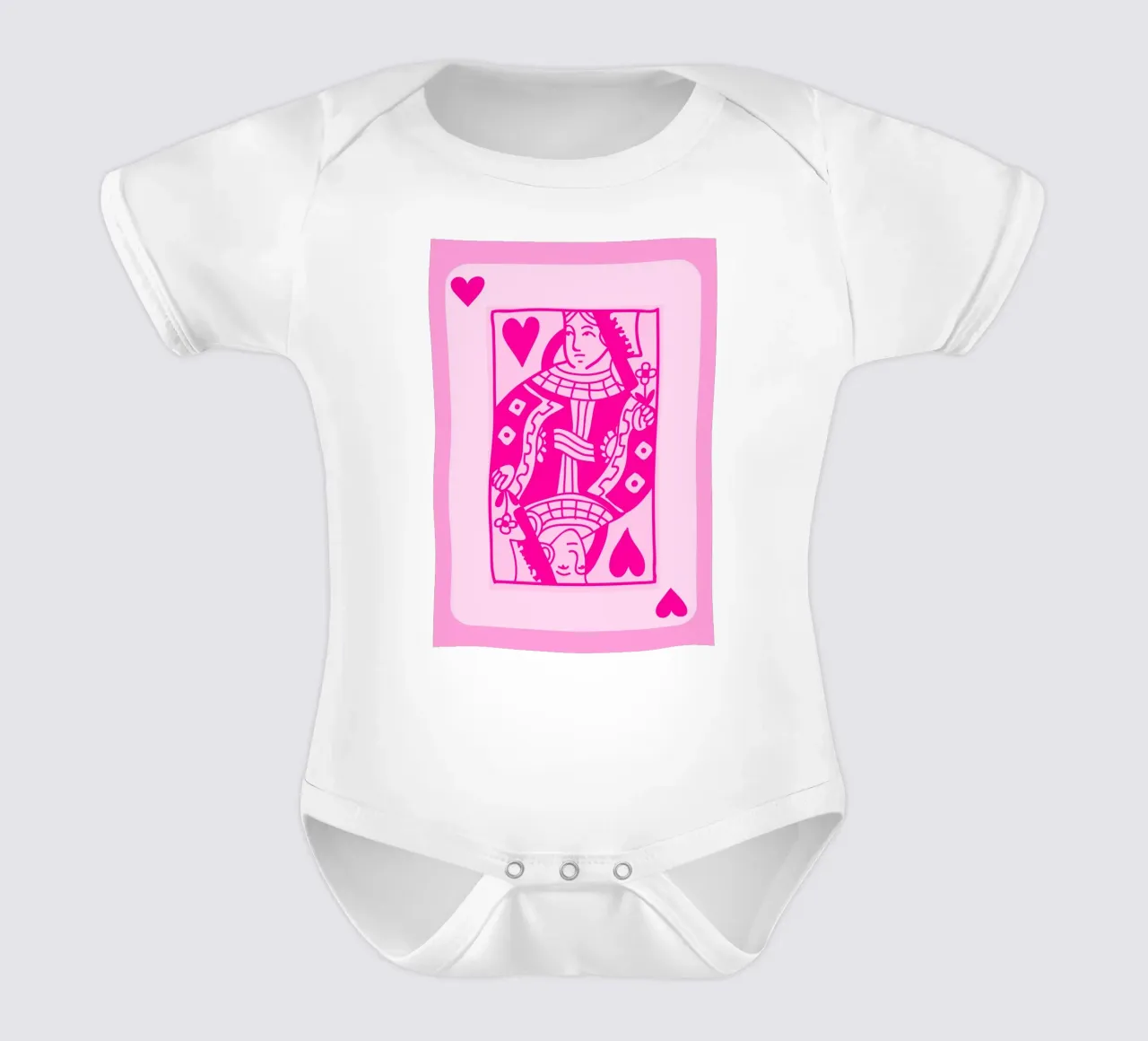 Fuchsia Hartenkoningin - Pop Art Kaart Print babyrompertje korte mouwen van homdeco
