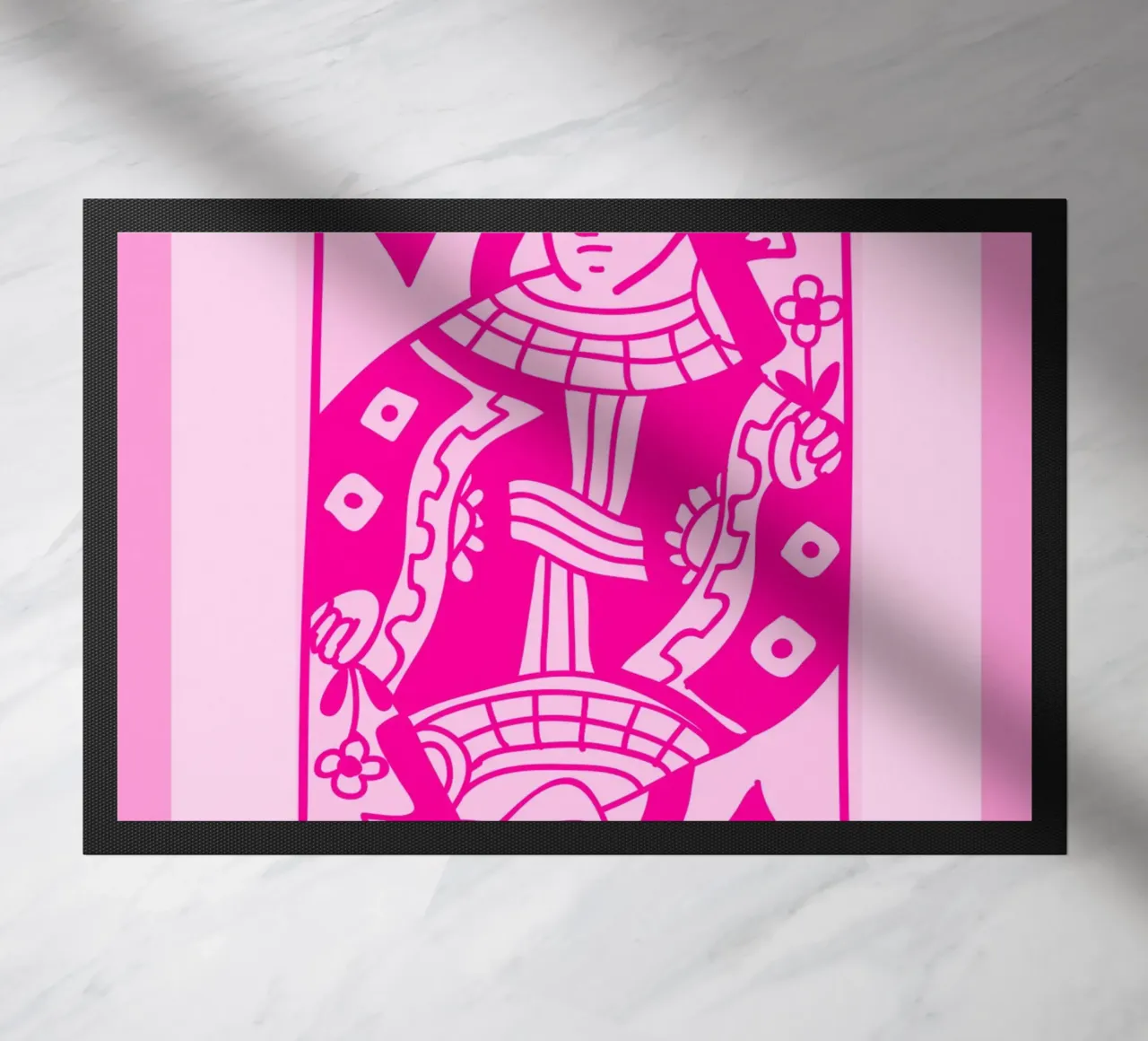 Fuchsia Queen of Hearts - Pop Art Card Print doormat by homdeco