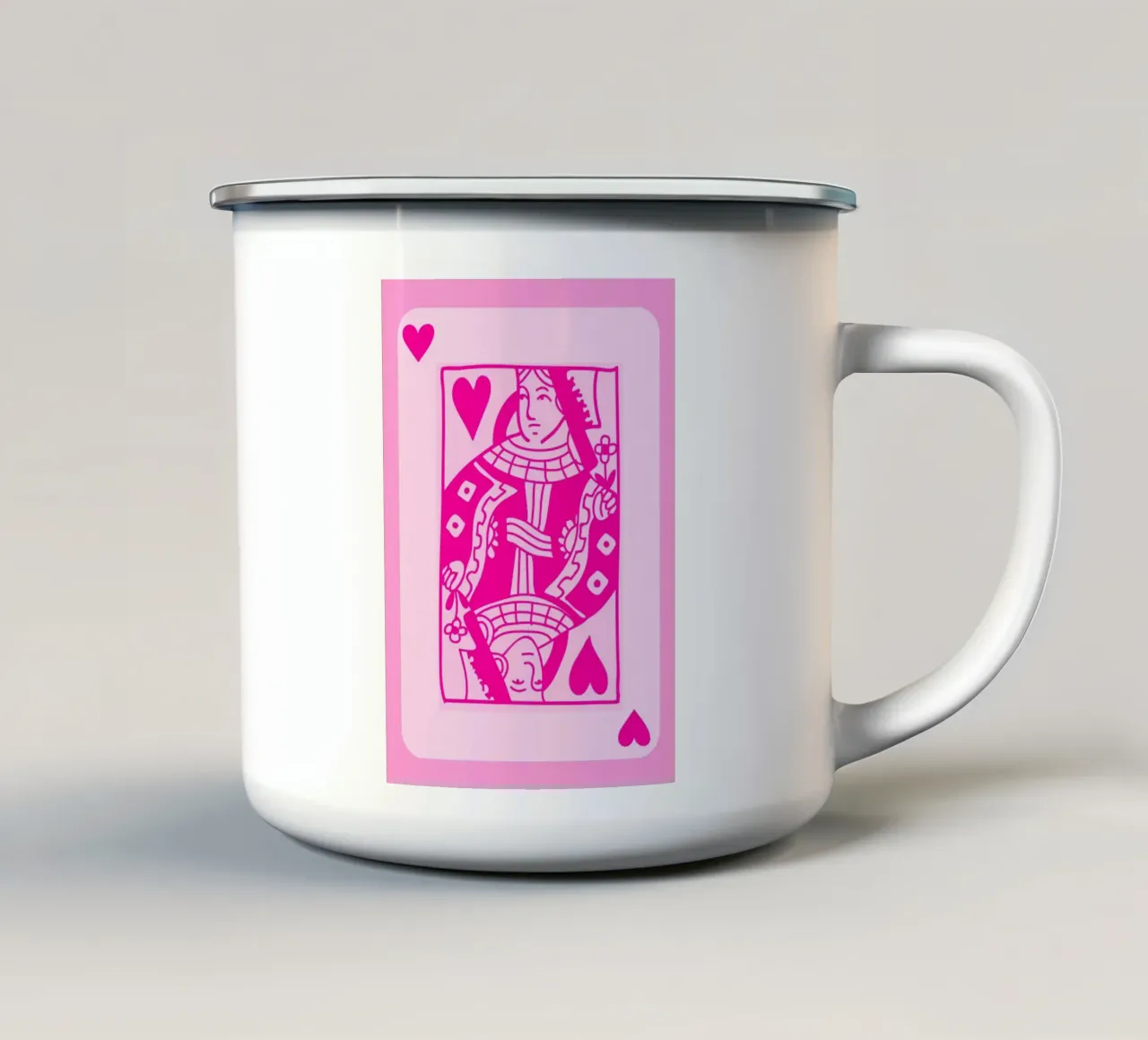 Fuchsia Hartenkoningin - Pop Art Kaart Print emaille mok van homdeco