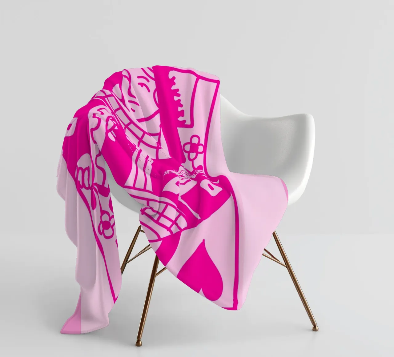 Fuchsia Queen of Hearts - Pop Art Card Print fleece blanket by homdeco