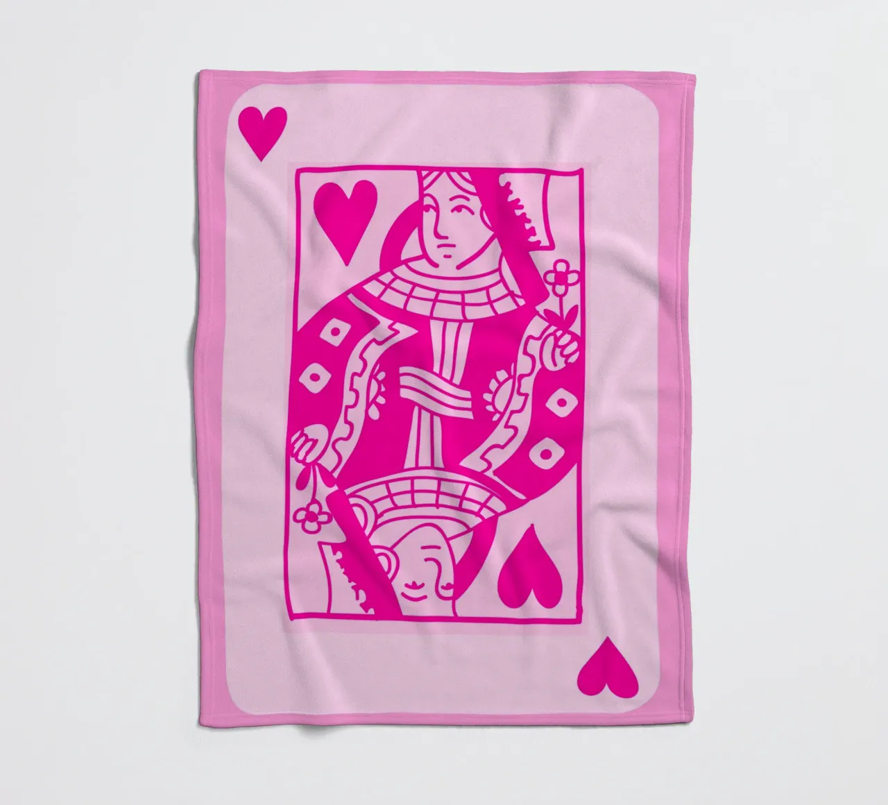 Fuchsia Queen of Hearts - Pop Art Card Print fleece blanket by homdeco