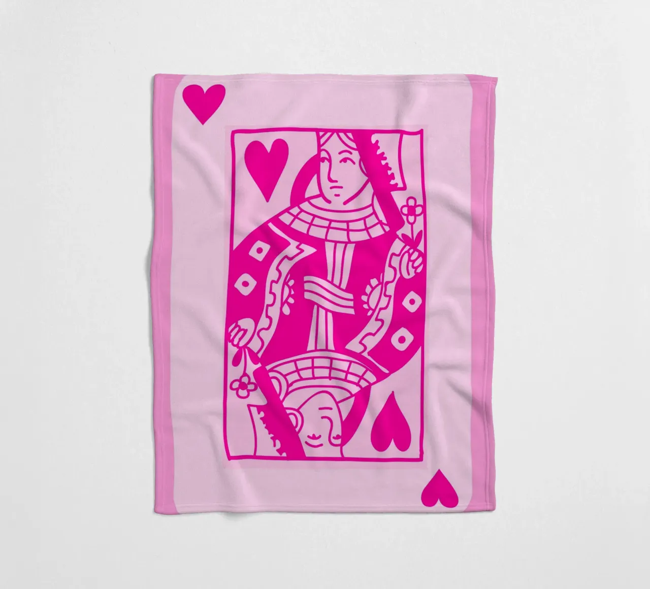 Fuchsia Queen of Hearts - Pop Art Card Print fleece blanket by homdeco