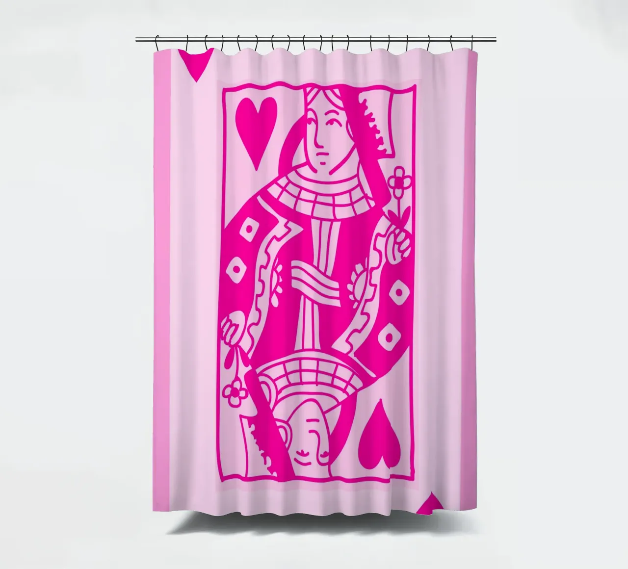 Fuchsia Hartenkoningin - Pop Art Kaart Print douchegordijn van homdeco