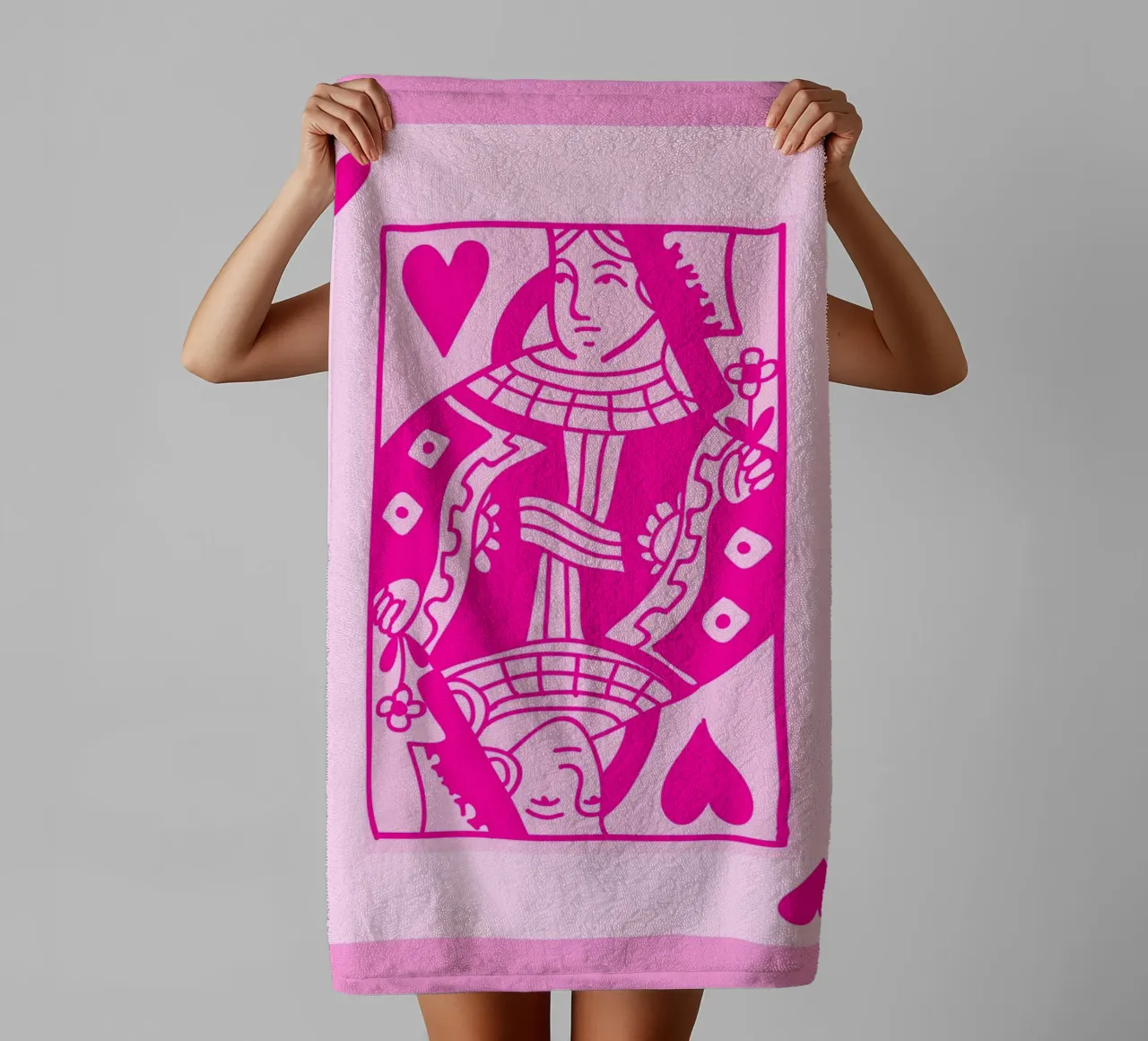 Fuchsia Queen of Hearts - Pop Art Card Print towel by homdeco