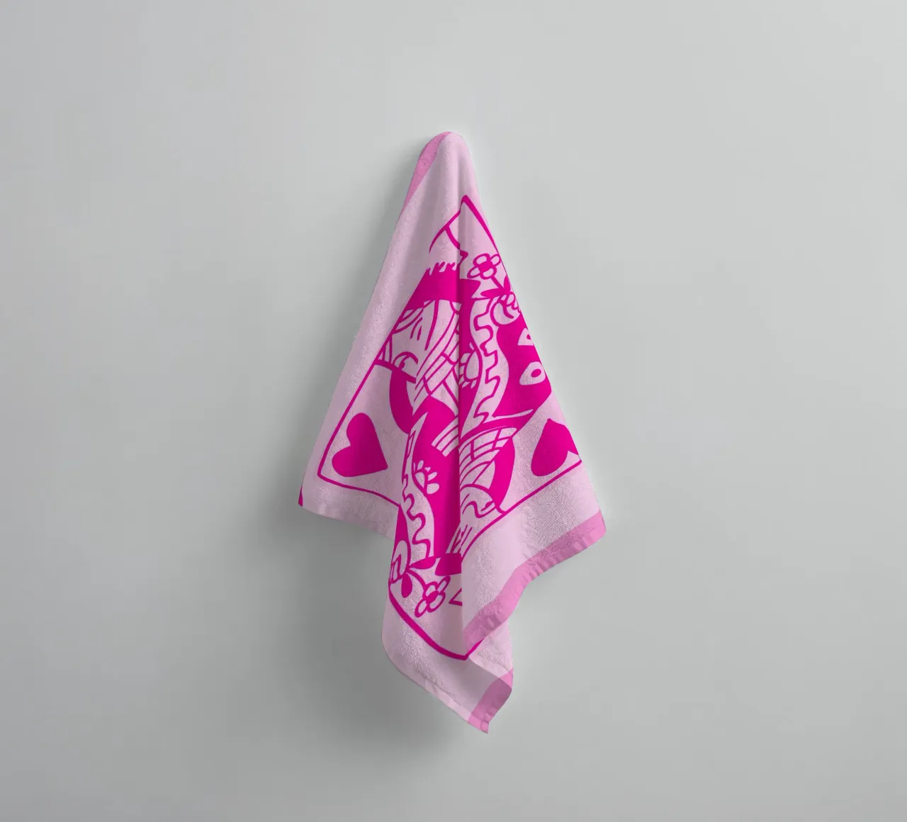 Fuchsia Queen of Hearts - Pop Art Card Print towel by homdeco