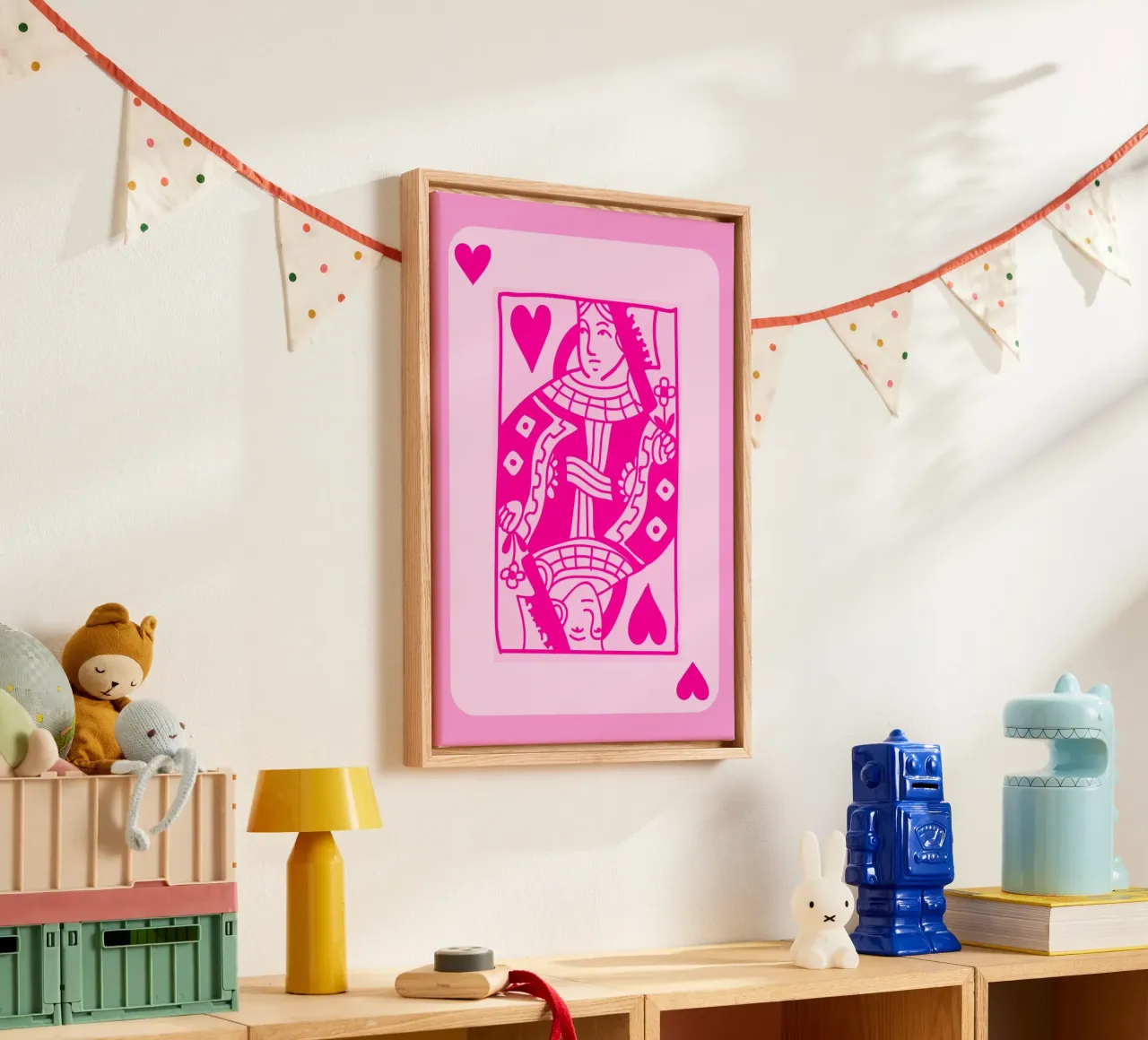 Fuchsia Queen of Hearts - Pop Art Card Print canvas by homdeco