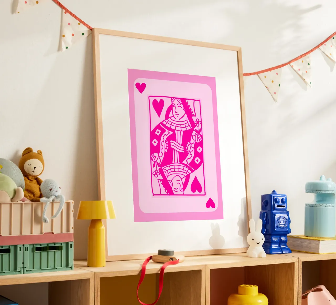 Fuchsia Hartenkoningin - Pop Art Kaart Print hahnemühle van homdeco