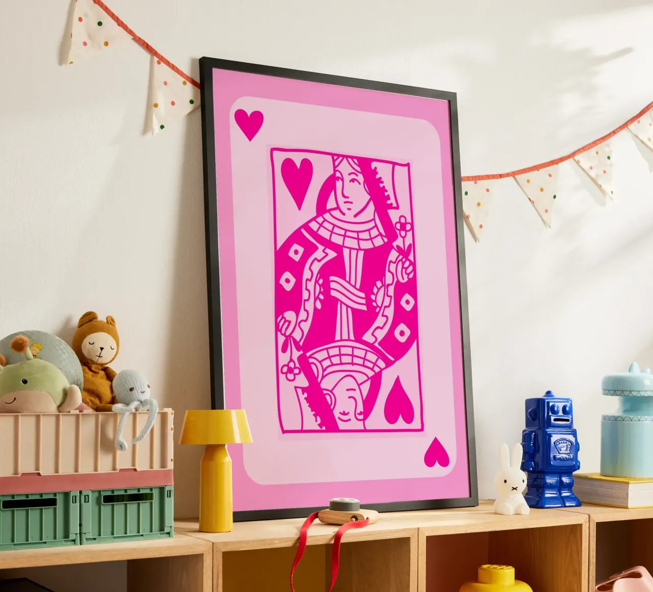 Fuchsia Hartenkoningin - Pop Art Kaart Print hahnemühle van homdeco