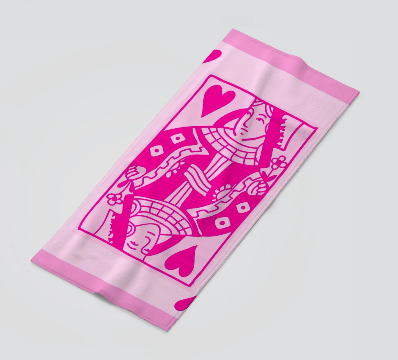 Fuchsia Queen of Hearts - Pop Art Card Print beach towel by homdeco