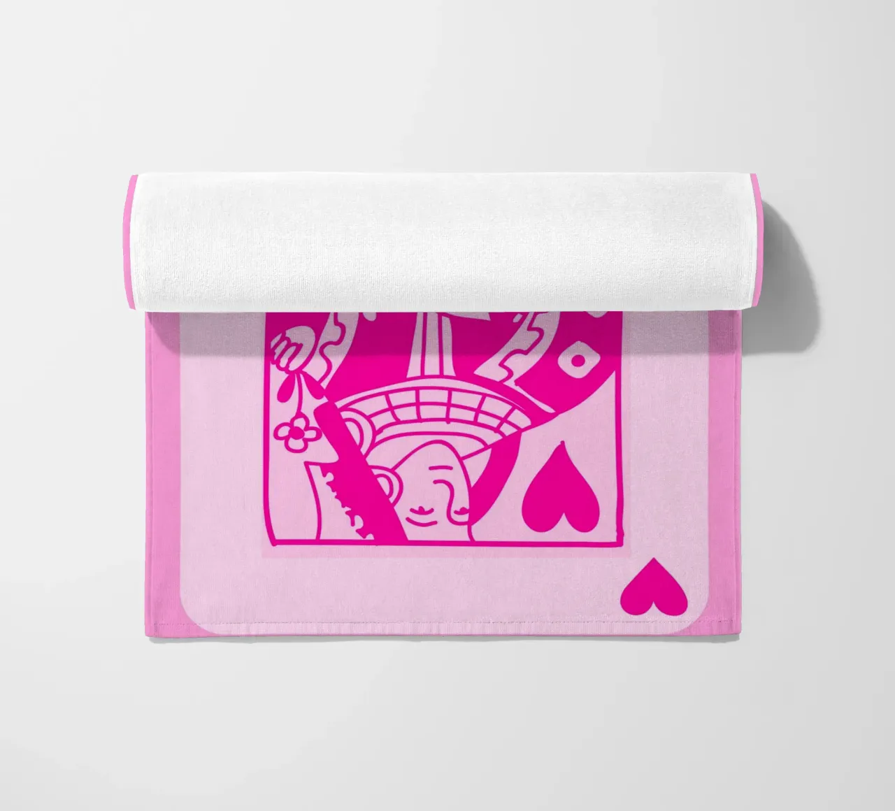 Fuchsia Queen of Hearts - Pop Art Card Print beach towel by homdeco