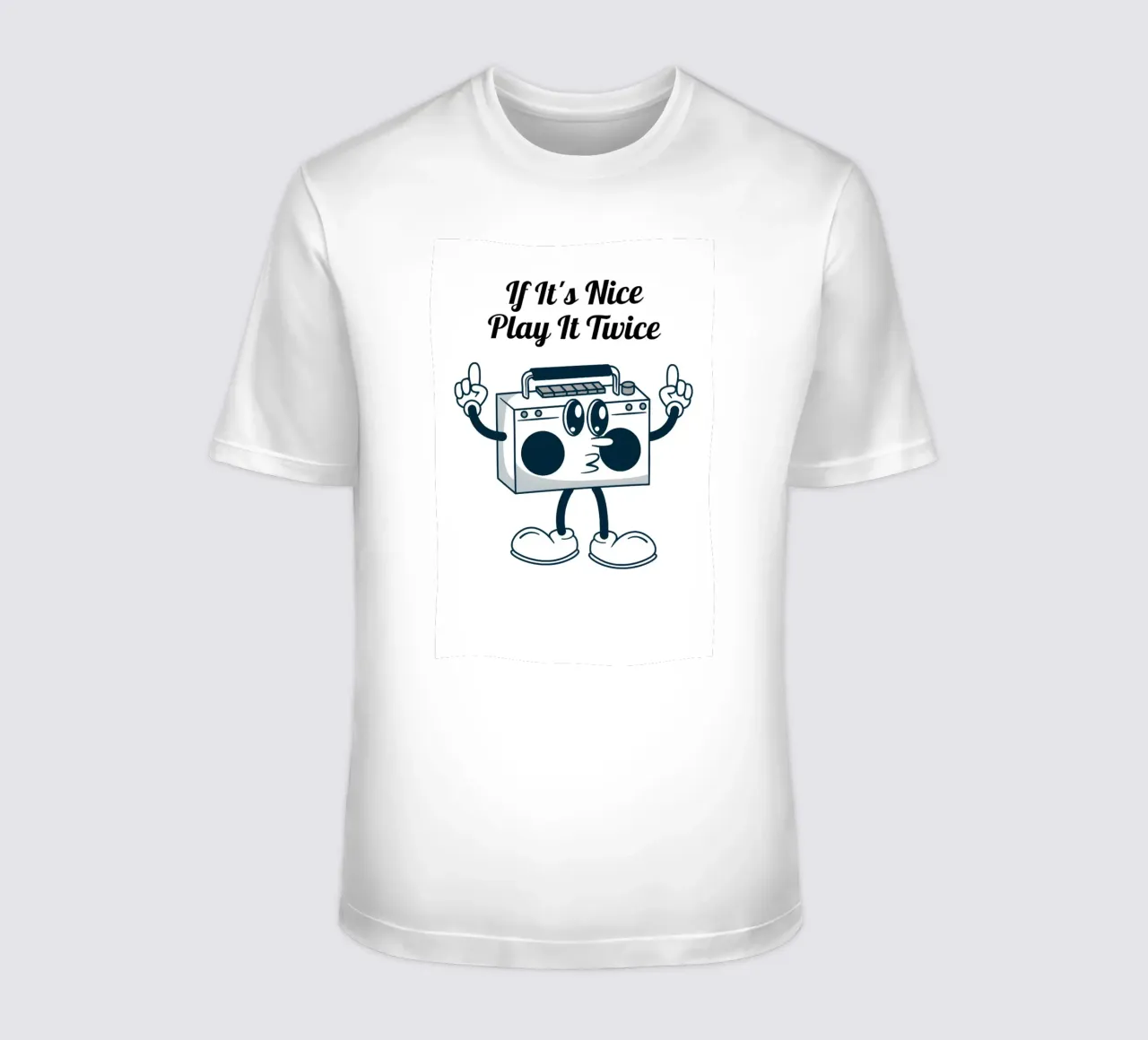 "If It's Nice Play It Twice" - Retro Boombox Kunst T-Shirt von homdeco