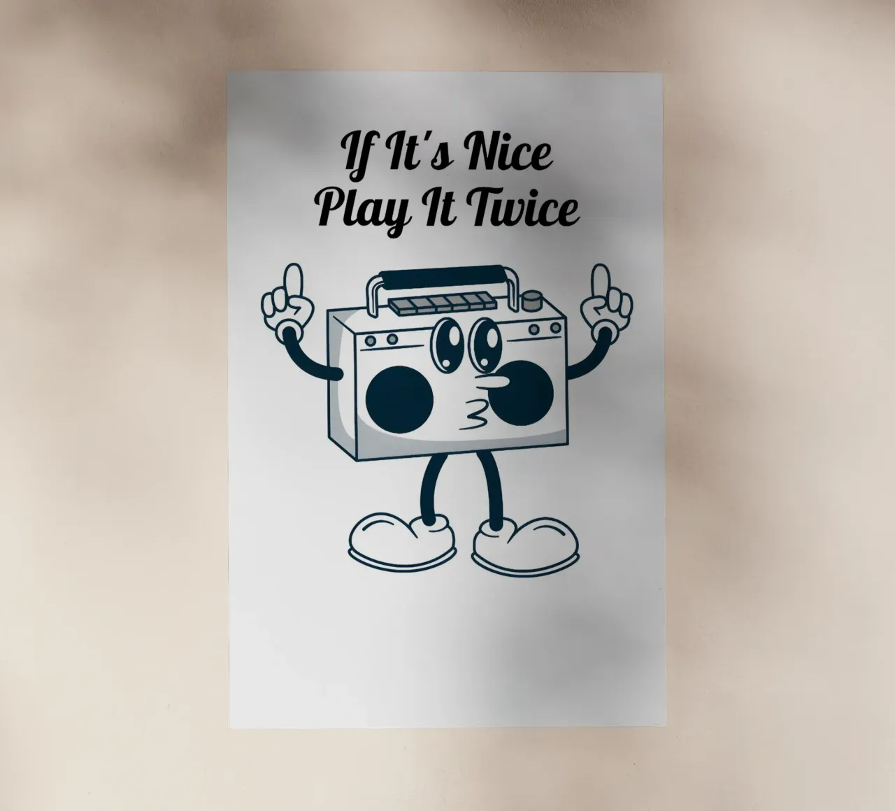"If It's Nice Play It Twice" - Retro Boombox Kunst Backlit Folie von homdeco