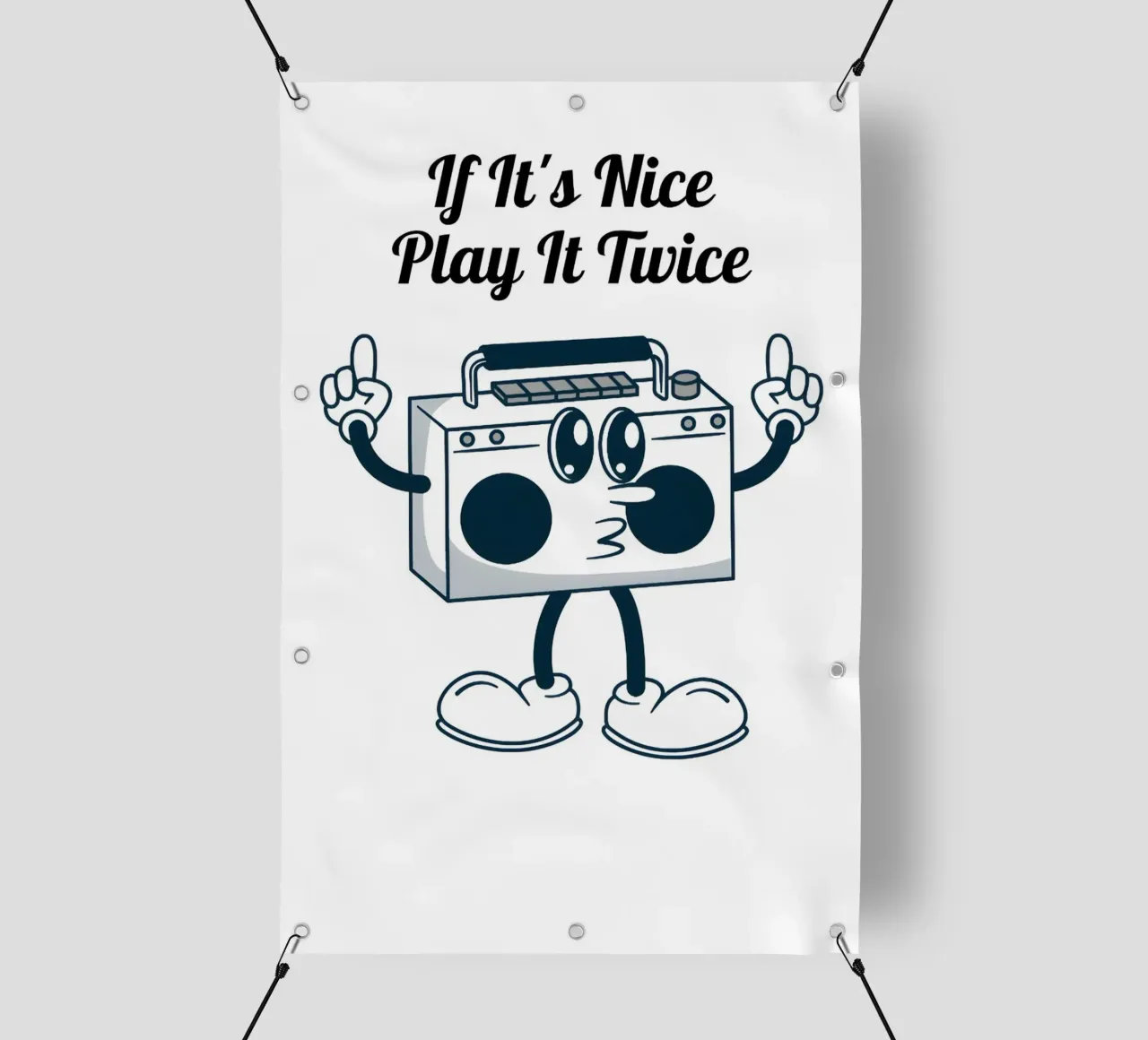 "If It's Nice Play It Twice" - Retro Boombox Kunst PVC Plane von homdeco