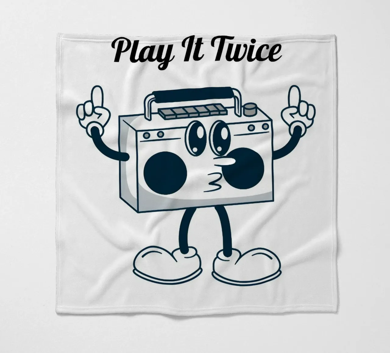 "If It's Nice Play It Twice" - Retro Boombox Art fleece blanket by homdeco