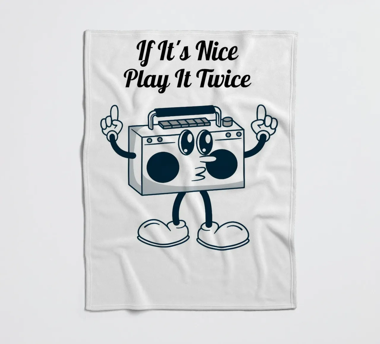 "If It's Nice Play It Twice" - Retro Boombox Art fleece blanket by homdeco