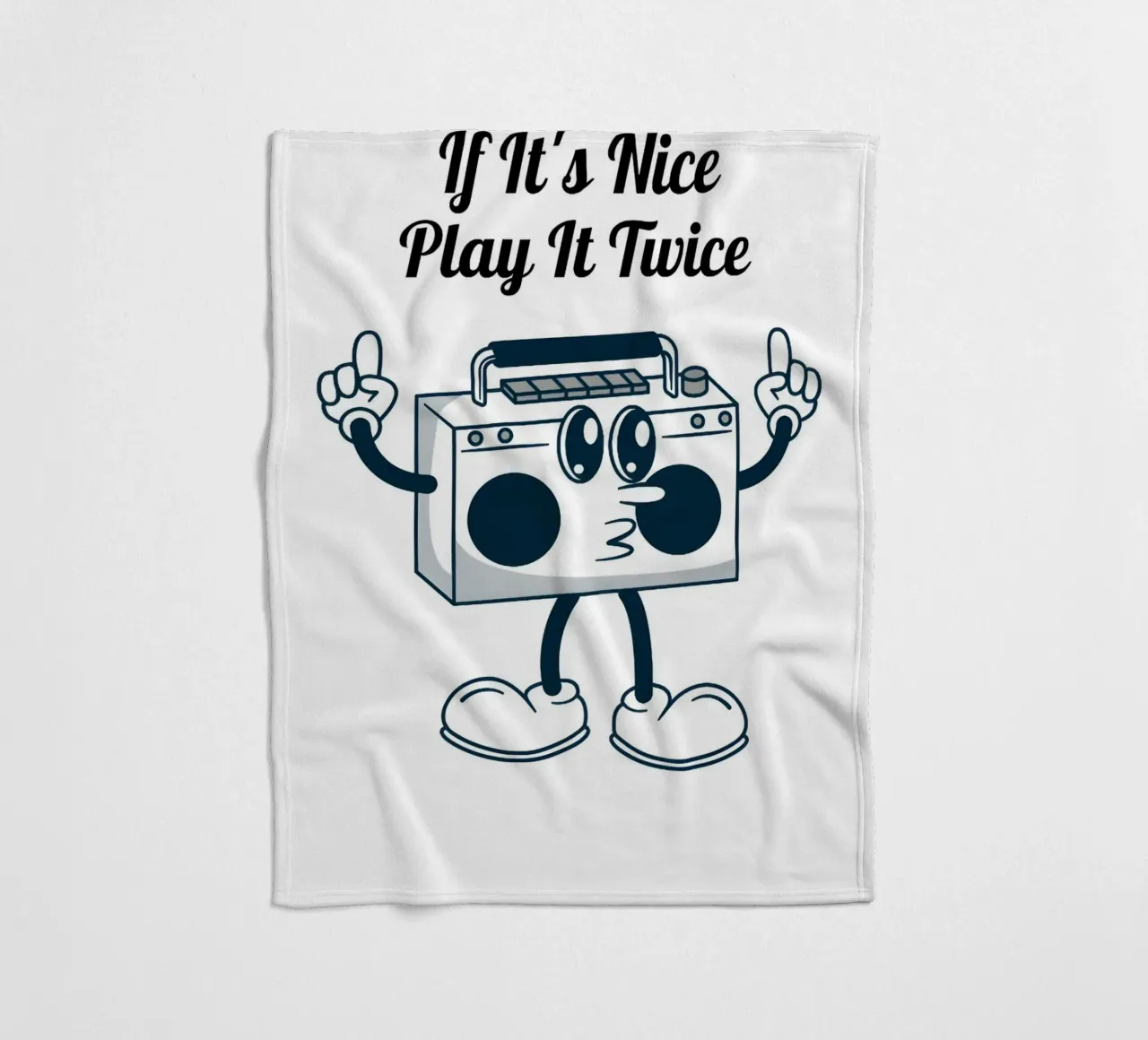 "If It's Nice Play It Twice" - Retro Boombox Art fleece blanket by homdeco