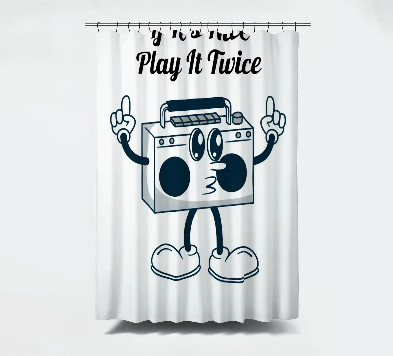 "If It's Nice Play It Twice" - Retro Boombox Kunst Duschvorhang von homdeco