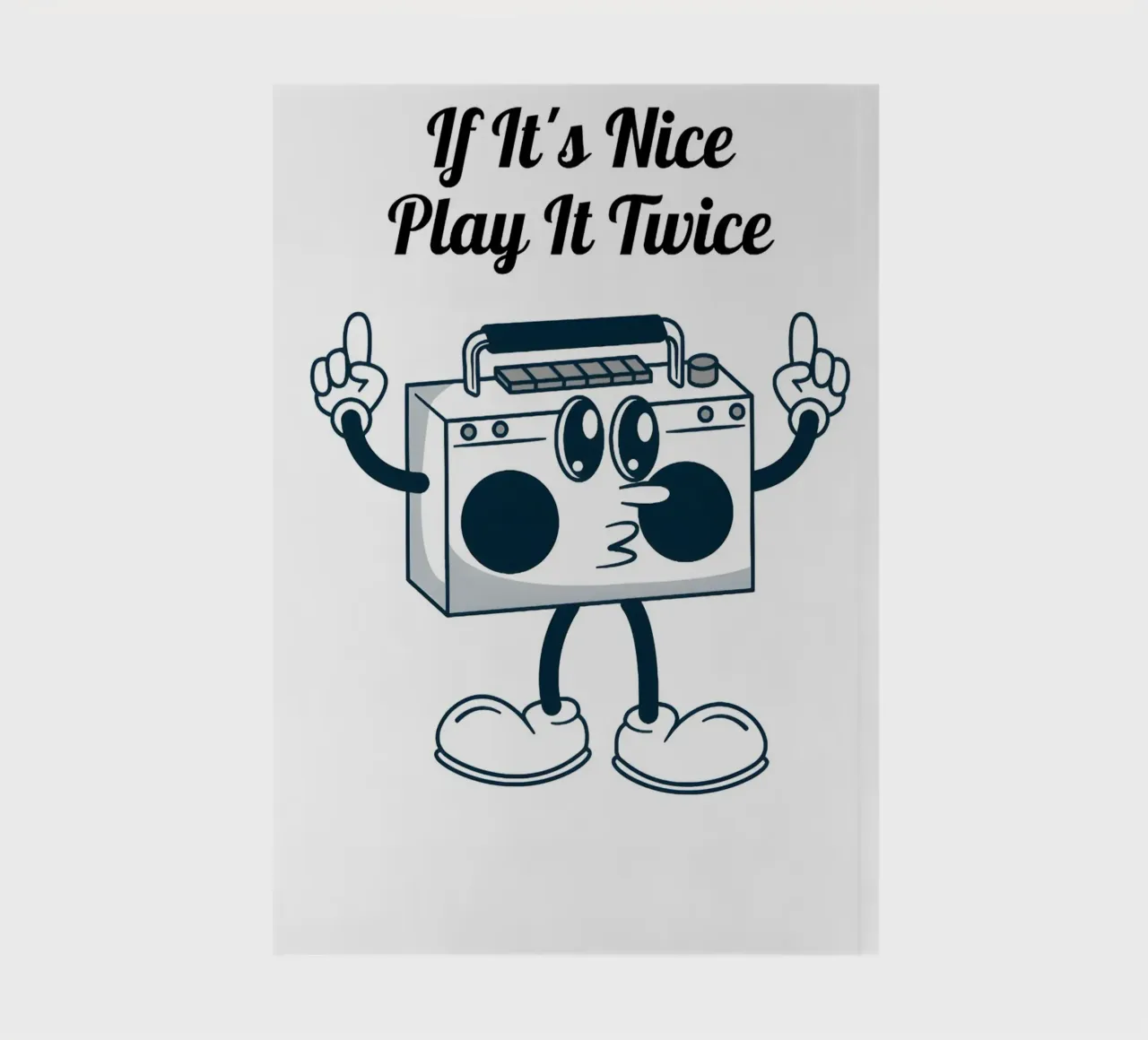 "If It's Nice Play It Twice" - Retro Boombox Art notebook by homdeco