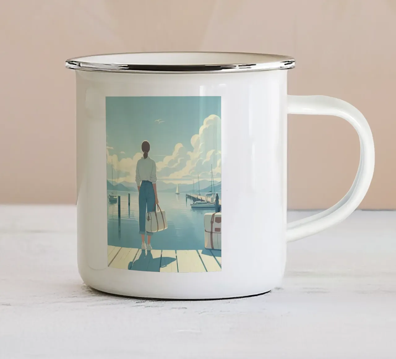 Aspettando il vento tazza in smalto da Digital Naive