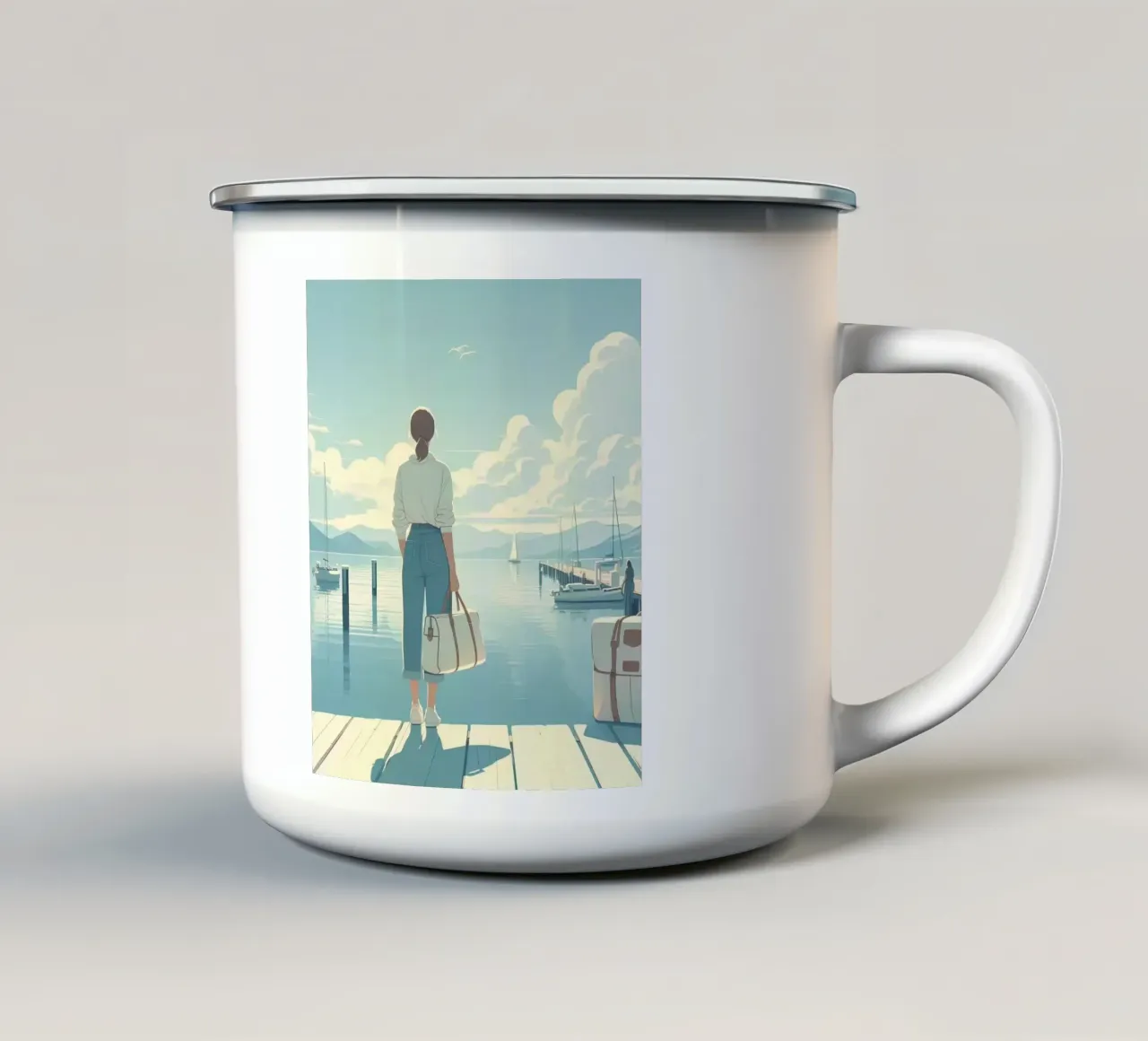 Aspettando il vento tazza in smalto da Digital Naive