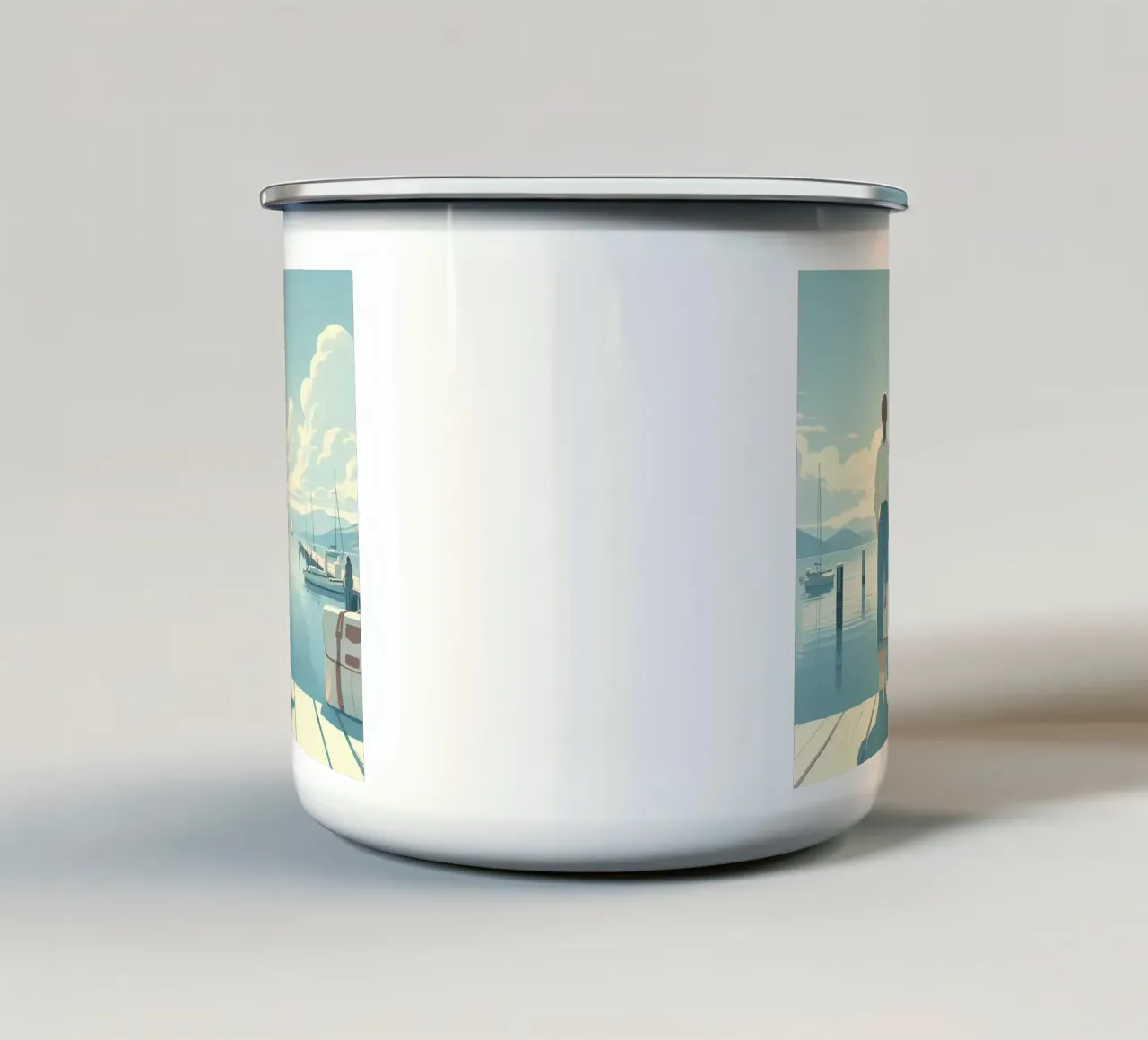 Aspettando il vento tazza in smalto da Digital Naive