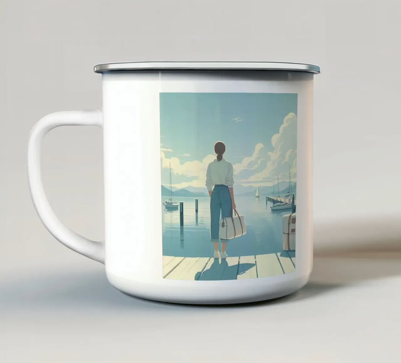 Aspettando il vento tazza in smalto da Digital Naive