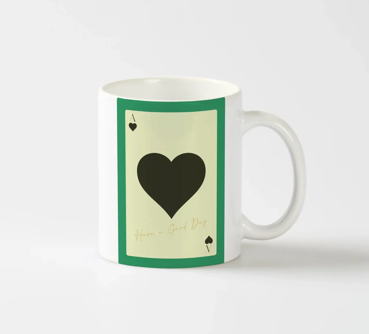 "Buona giornata" Asso di picche - Stampa verde e nera tazza in ceramica da homdeco