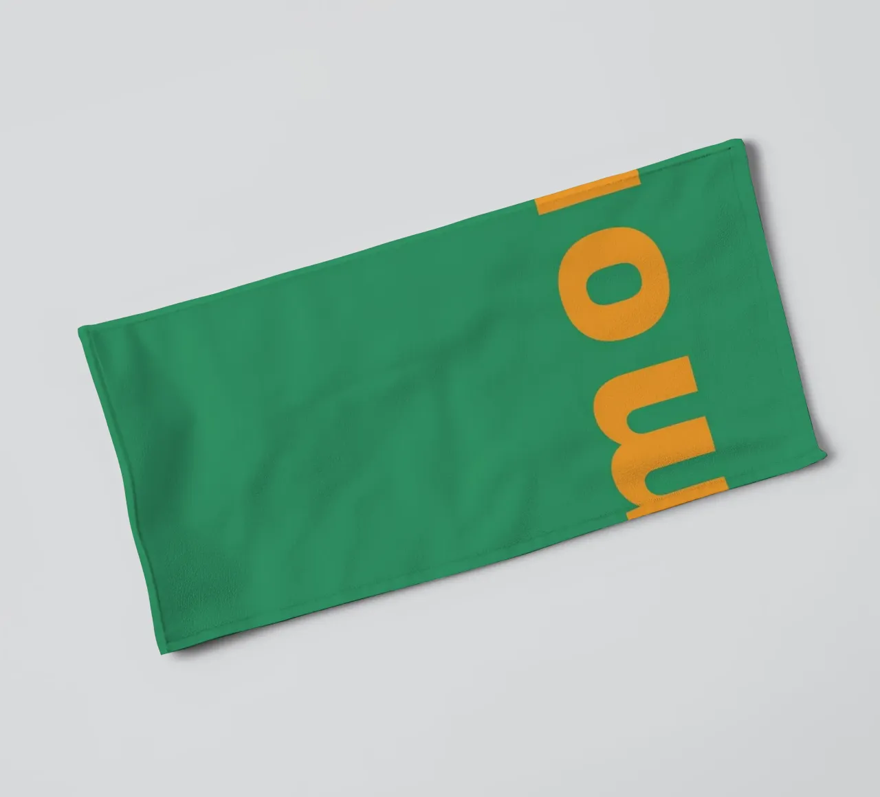 "Amore." Bold Text Art - Orange & Green Minimalist Print towel by homdeco