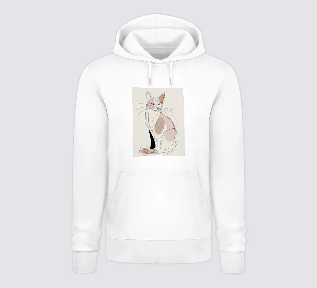 Elegant Graceful Cat Picture | Print Abstract Line Artwork sudadera con capucha de Kaji