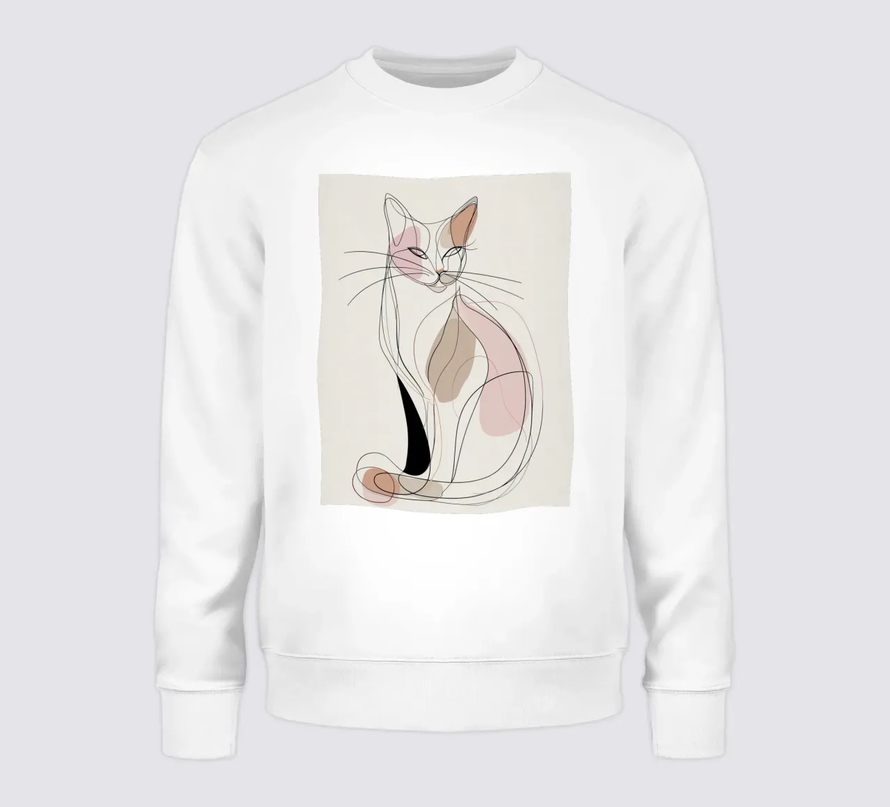 Elegant Graceful Cat Picture | Print Abstract Line Artwork sweatshirt by Kaji