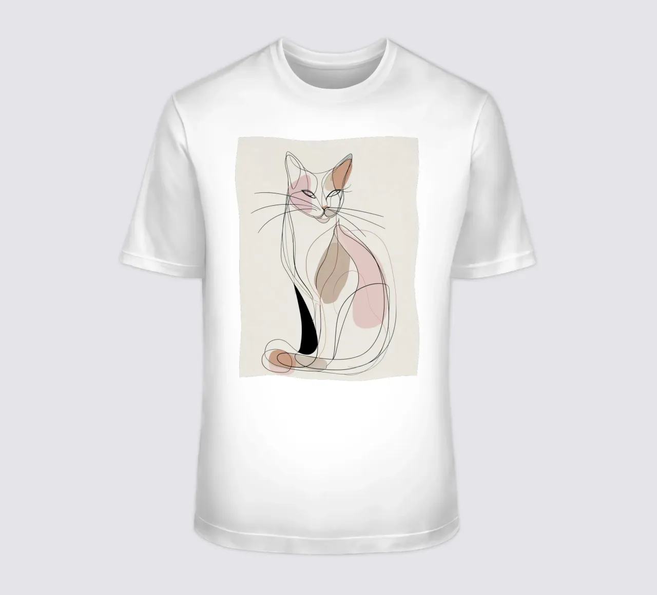 Elegant Graceful Cat Picture | Print Abstract Line Artwork t-shirt by Kaji