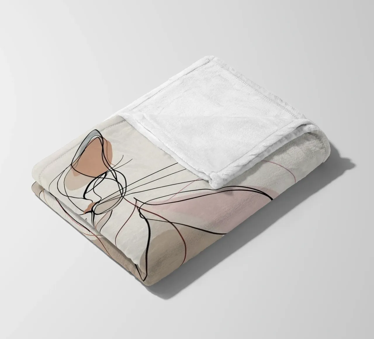 Elegant Graceful Cat Picture | Print Abstract Line Artwork fleece blanket by Kaji