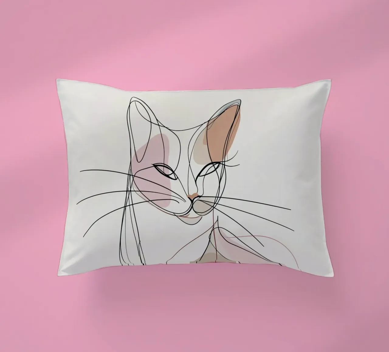 Elegant Graceful Cat Picture | Print Abstract Line Artwork decorative cushion by Kaji