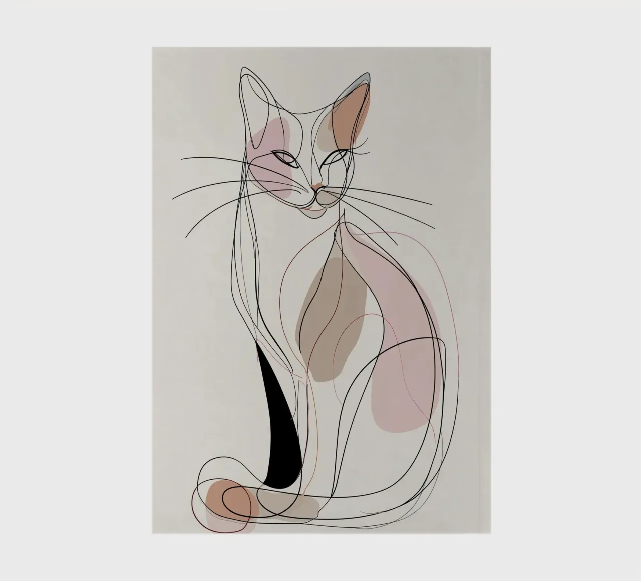 Elegant Graceful Cat Picture | Print Abstract Line Artwork notebook by Kaji
