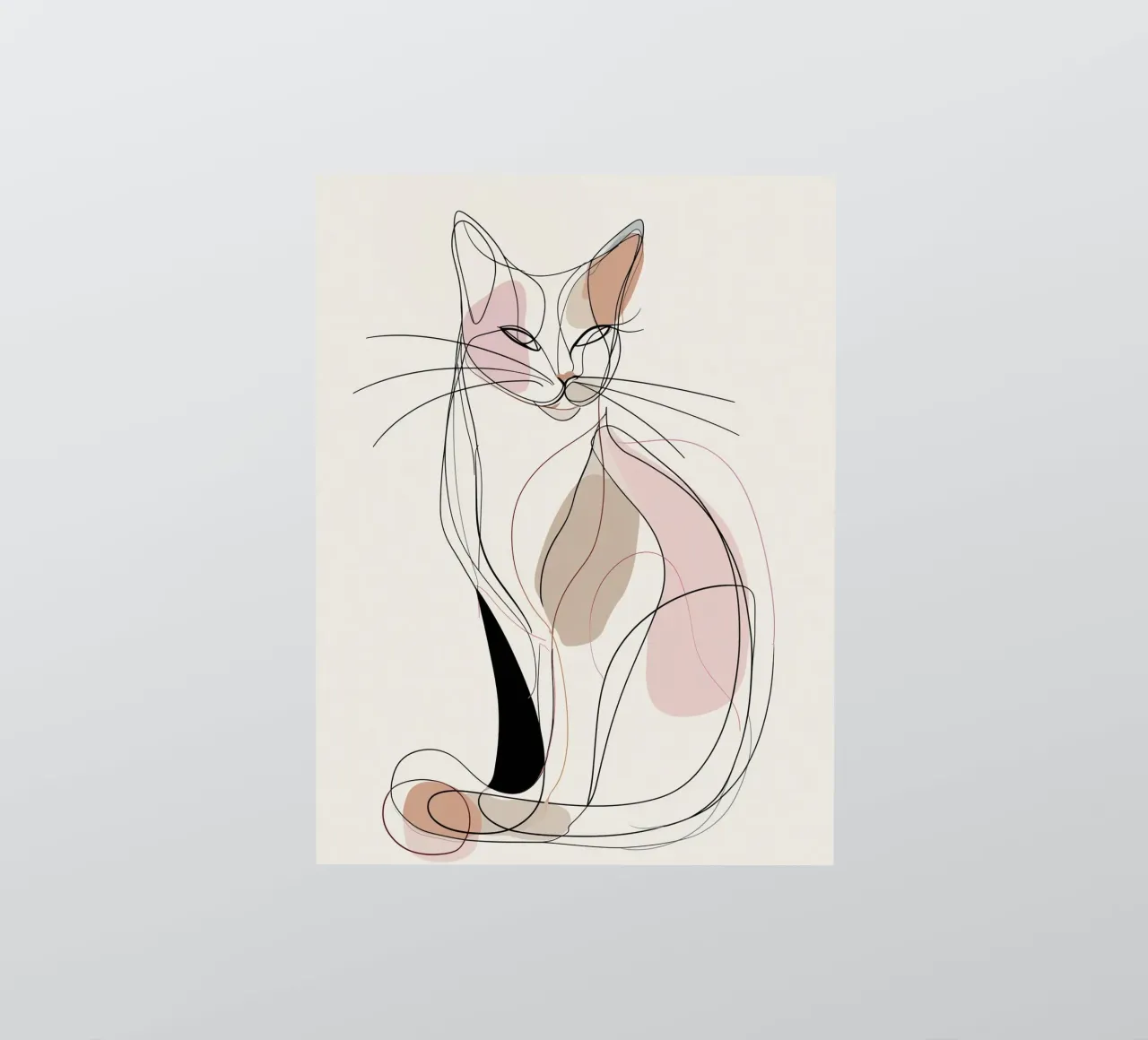 Elegant Graceful Cat Picture | Print Abstract Line Artwork sticker by Kaji