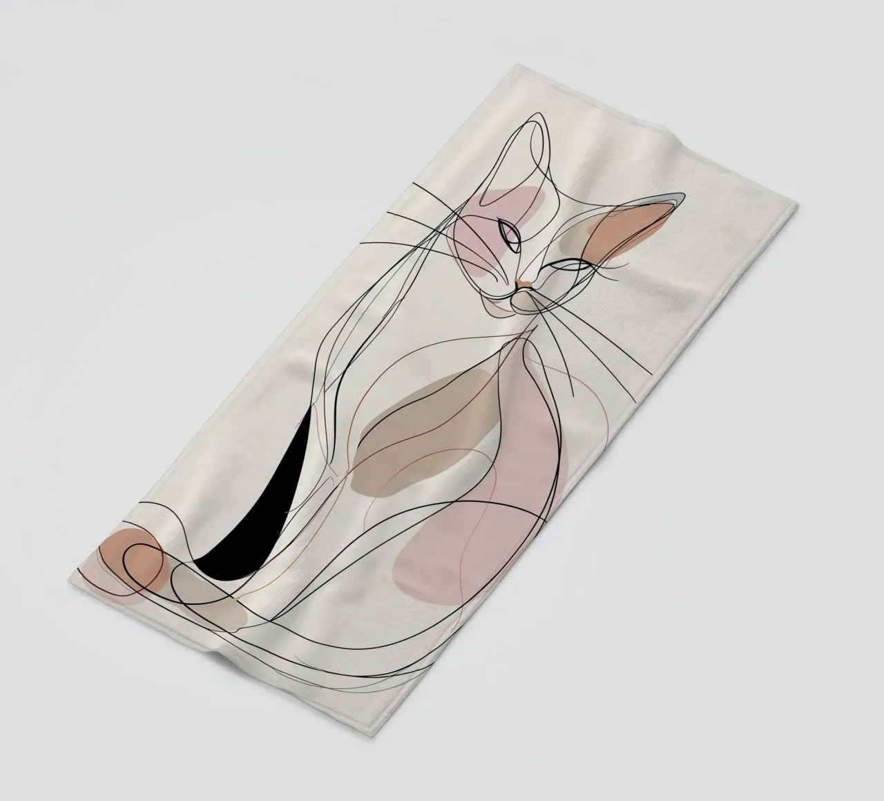 Elegant Graceful Cat Picture | Print Abstract Line Artwork toalla de playa de Kaji