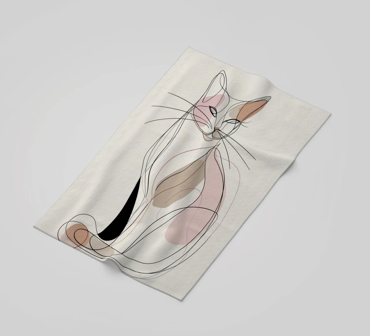 Elegant Graceful Cat Picture | Print Abstract Line Artwork toalla de playa de Kaji