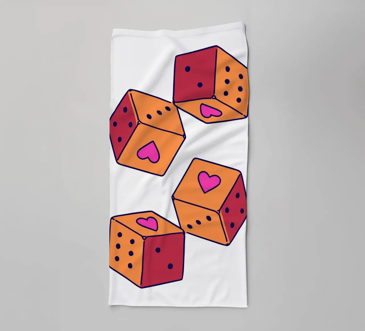 Lucky Heart Dice - Orange & Pink Pop Art Print towel by homdeco