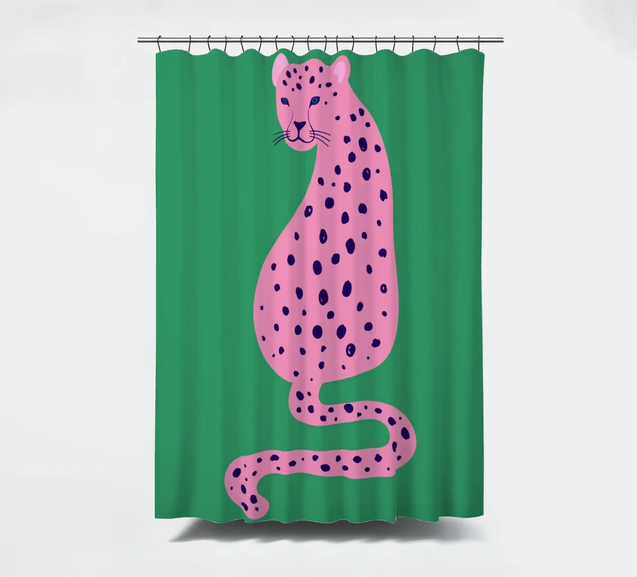 Pink Leopard Abstract - Green & Pink Pop Art Print douchegordijn van homdeco