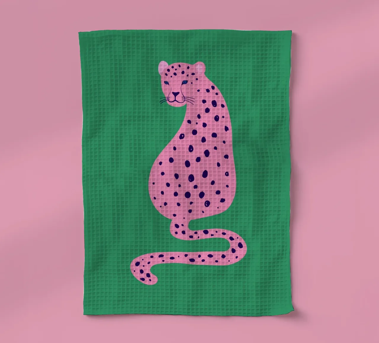 Leopardo rosa astratto - Stampa pop art verde e rosa canovaccio da cucina da homdeco