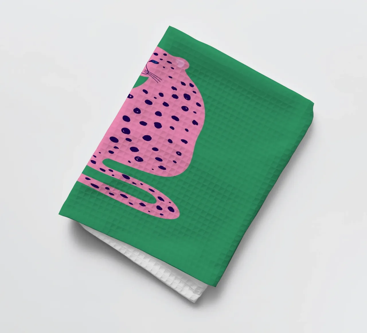 Leopardo rosa astratto - Stampa pop art verde e rosa canovaccio da cucina da homdeco