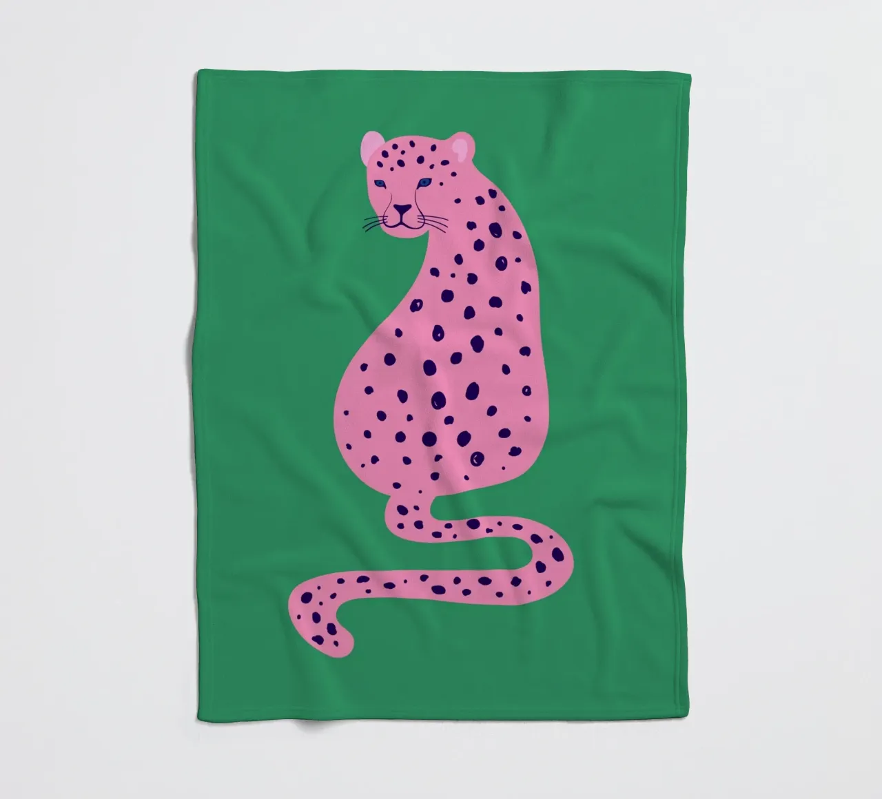 Leopardo rosa astratto - Stampa pop art verde e rosa coperta in pile da homdeco