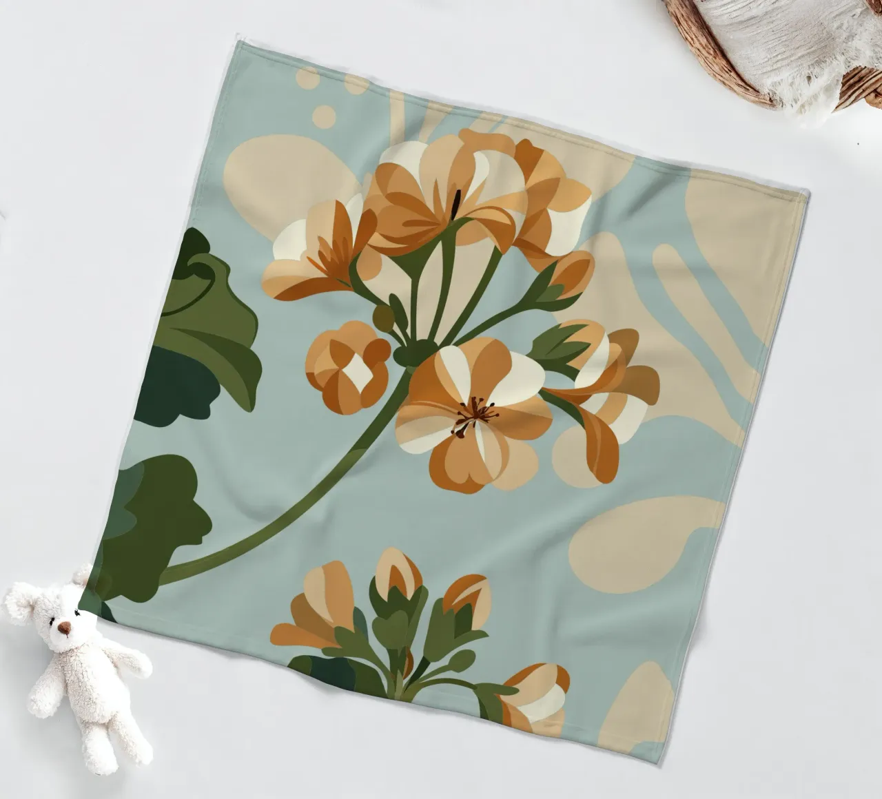 Geranium Flower fleece blanket by HAPPY SHOP