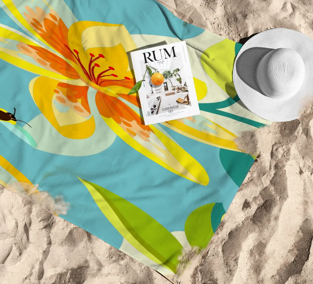 Cananga Flower beach towel by HAPPY SHOP